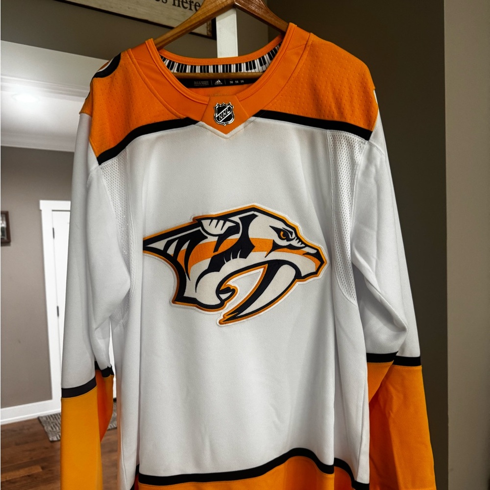 adidas White and Orange Hockey Jersey
